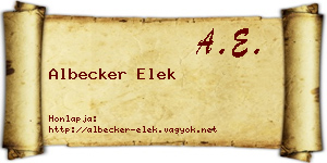 Albecker Elek névjegykártya